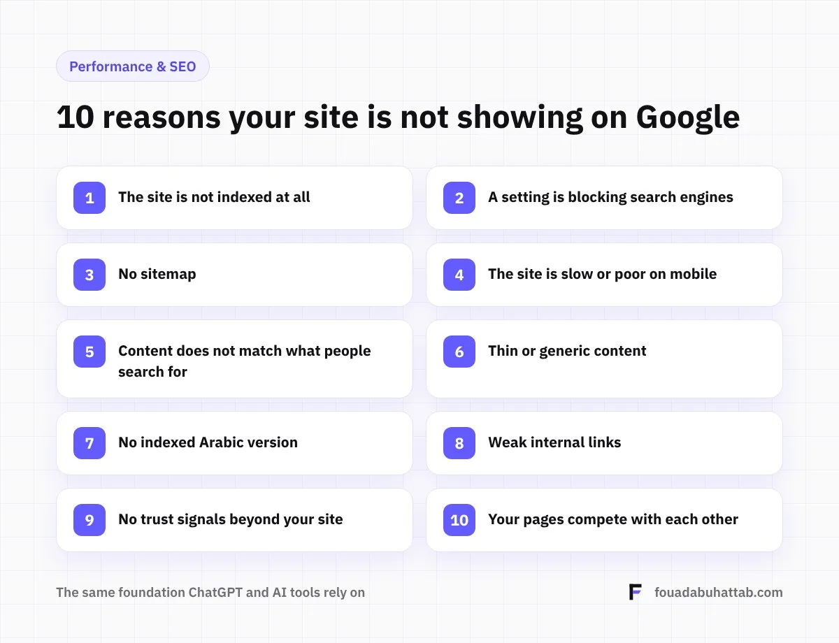 10 reasons your site is not showing on Google