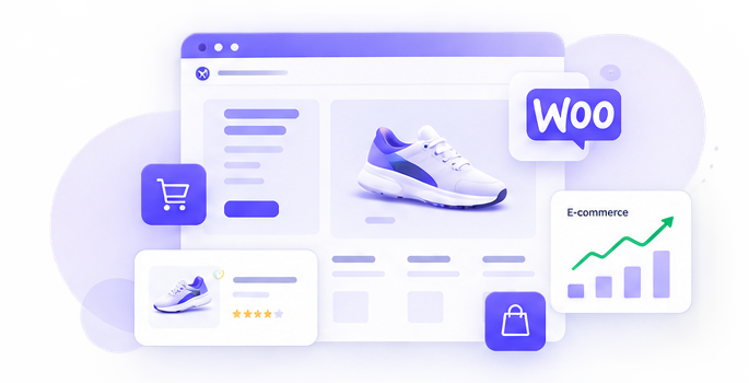 WooCommerce development illustration of an online store
