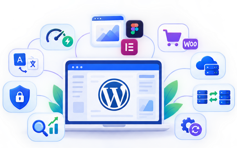WordPress development services illustration - light mode